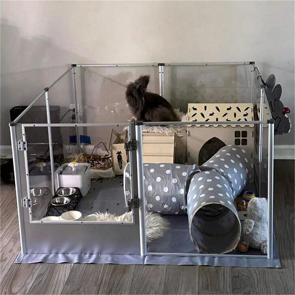 Extra Large Dog Playpen Acrylic Enclosure Pet Animal Bunny Ferrets Dog Fence Cage Whelping Box with Waterproof Fertility Pad