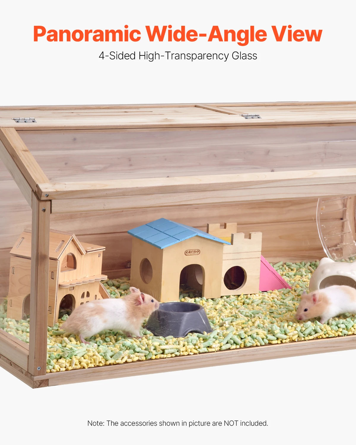 VEVOR Wooden Hamster Cage 270° Viewing Hamster Habitat Hamster Cages with Openable Top Ventilated Animal Cage for Gerbils Mice