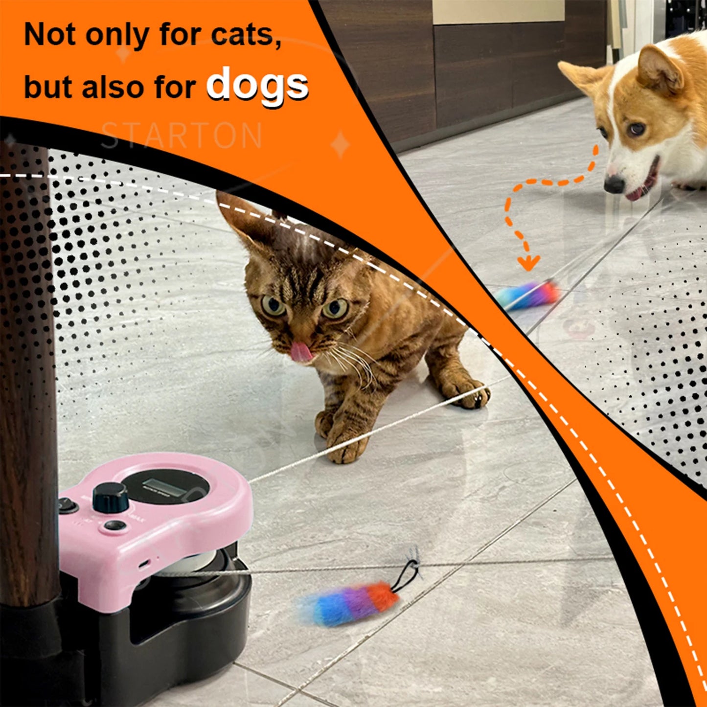 Cat Running Wheel Interactive Cat Toy, Cat Wheel Exerciser Cat Running Treadmill for Indoor Adjustable Speed Simulated Interactive