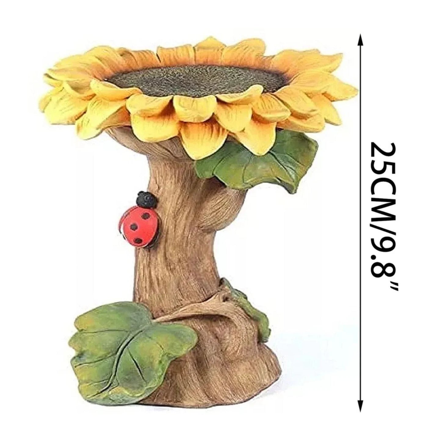 NEWCE Beautiful Sunflower Bird Baths for Outdoors, 9.8" Resin Sunflower Birdbath, Weather Resistant Bird Bath Bowl Garden Statue