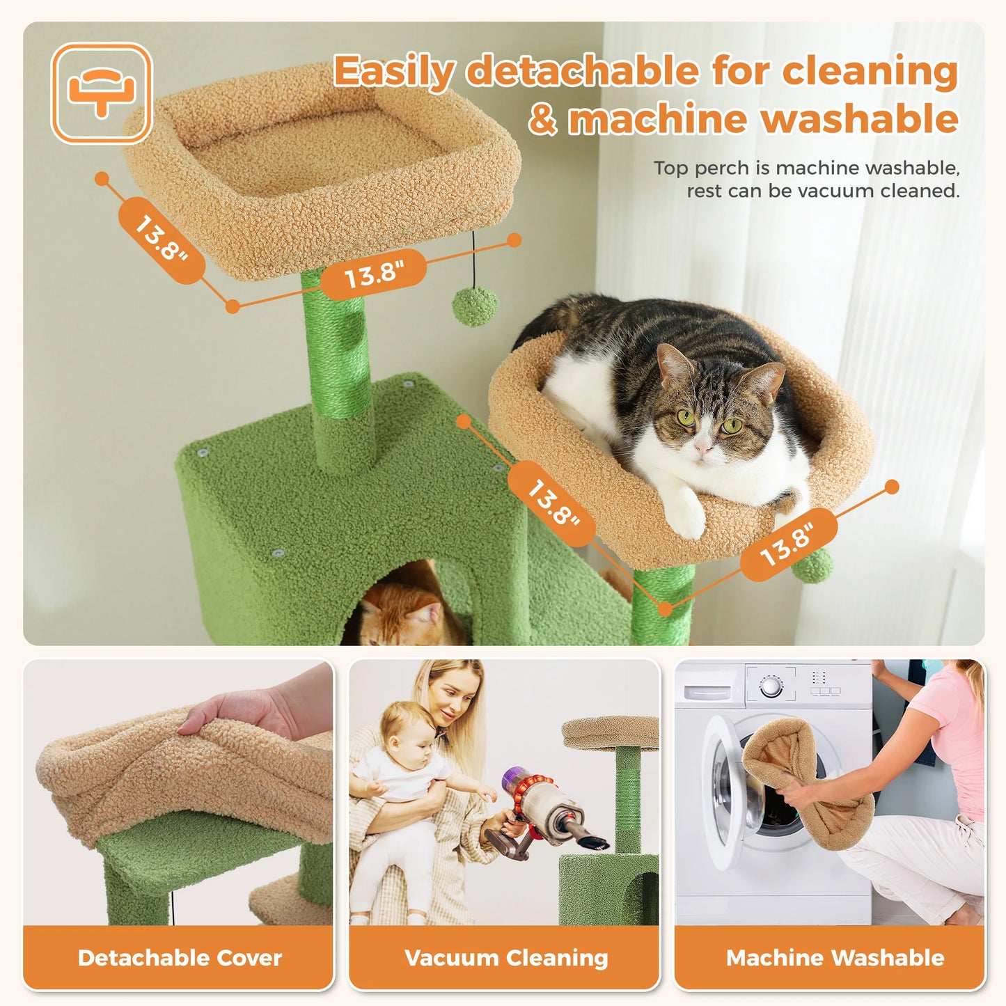 Large Cat Tree Tall Cat Tower for Indoor Cats Multi-Level Plush Cat Condo with Scratching Posts Scratching  Posts  Perches Caves