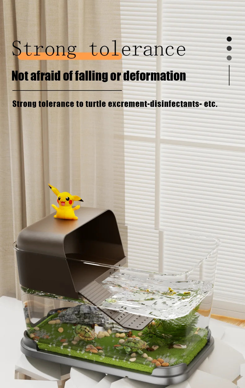 New Household Brazilian Turtle Ecological Landscape Tank Turtle Specific Feeding Tank With Tape Platform Amphibious Turtle Tanks