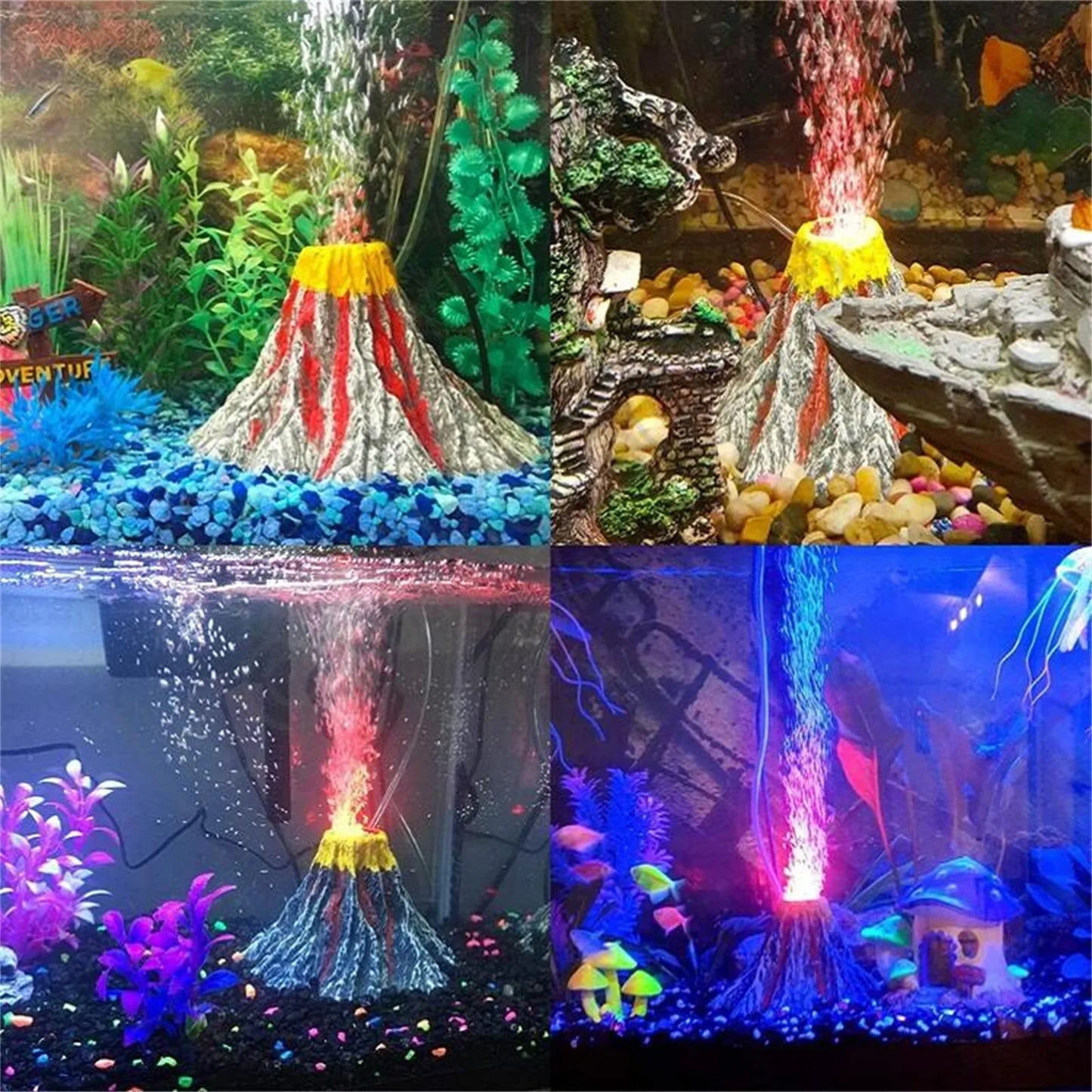Exquisite Aquarium Water Tank Volcano Eruption Decorative Volcano Model Fish Tank Landscaping Simulation Decor Accessories