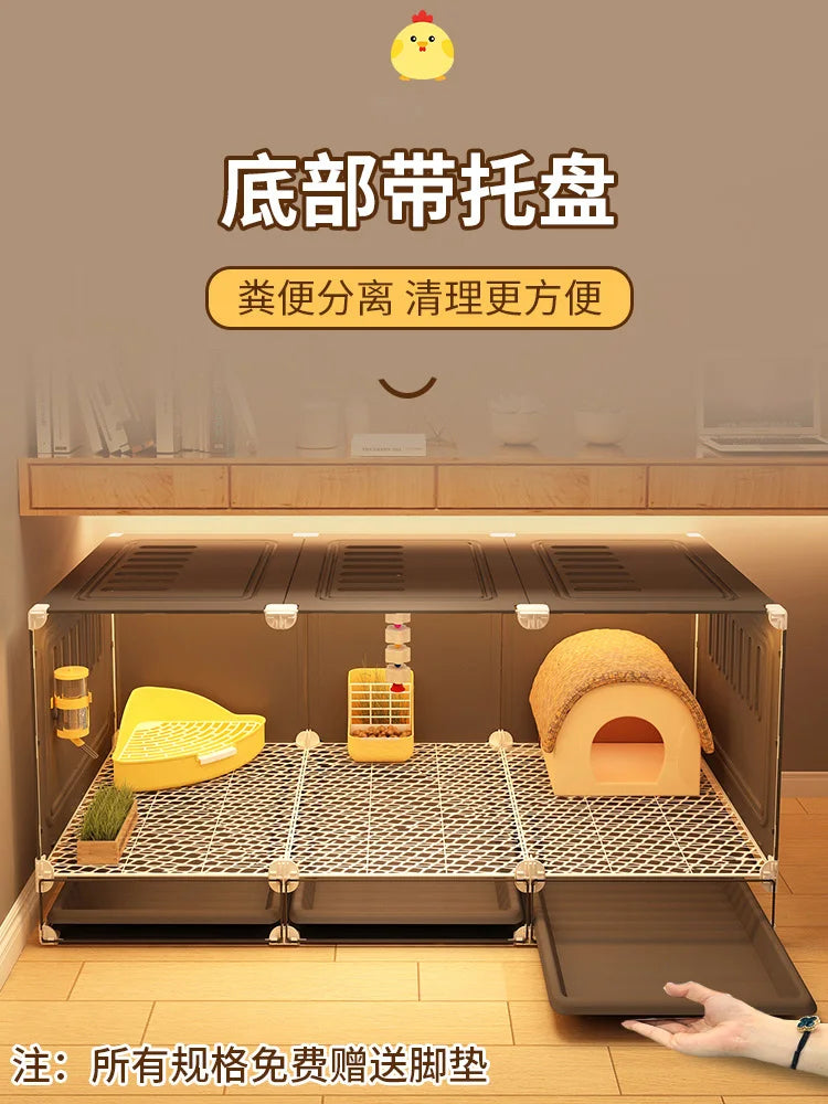 Large Quail Cage with 2-Tier Wire Floor & Droppings Tray, Ventilated Chicken Coop Foldable Breeding Box Educational Kids Project