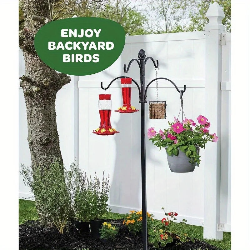 1pc suspended hummingbird feeder, bird with hook feeder, 5 nectar feeding ports (13.5oz)