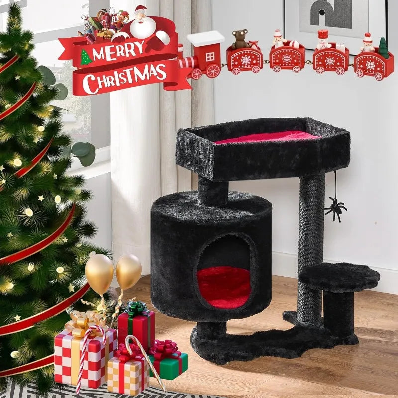 Gothic Cat Tree with Coffin Bed Goth Cat Tower Coffin Cat Tree Condo with Scratching Post