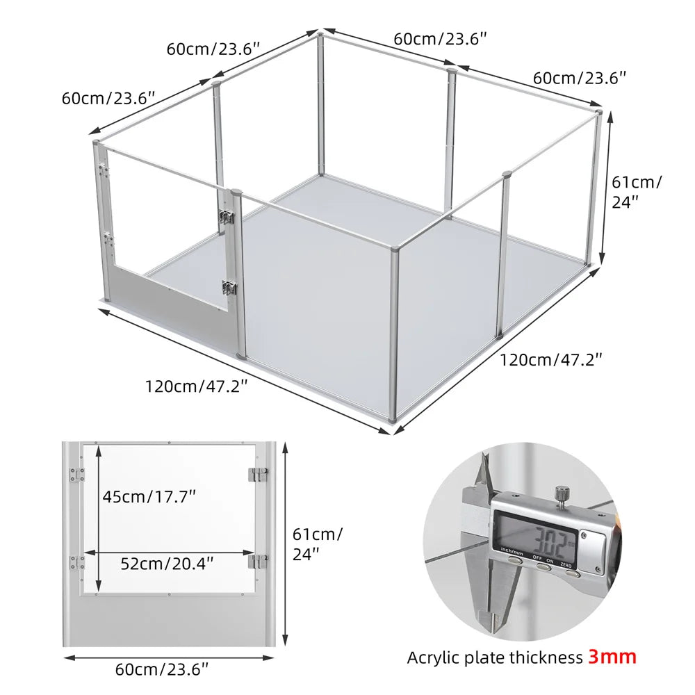 Extra Large Dog Playpen Acrylic Enclosure Pet Animal Bunny Ferrets Dog Fence Cage Whelping Box with Waterproof Fertility Pad