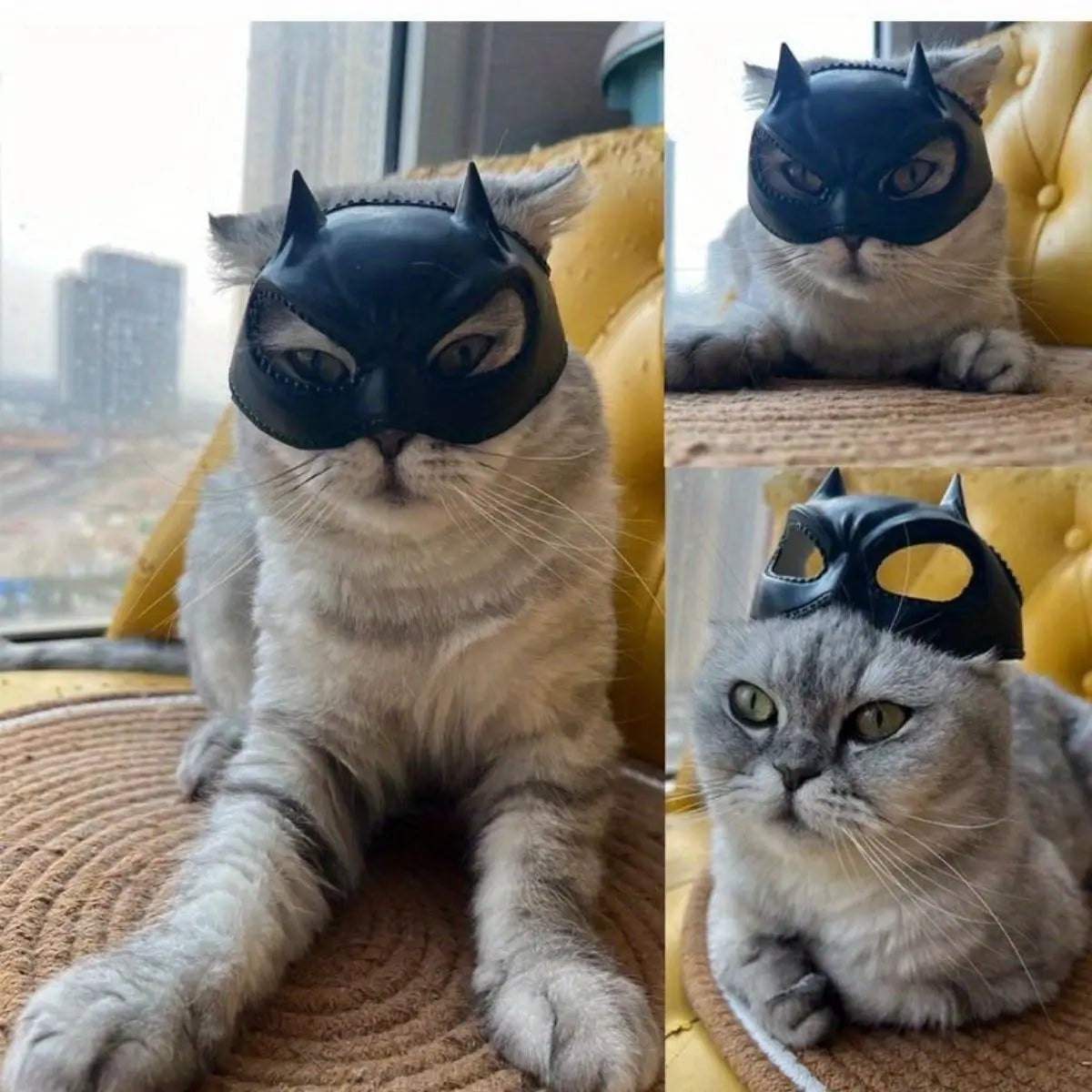 Cat Bat Mask Feline Role-play Headpiece Latex Material Soft and Form-fitting Pet Costume Accessory Whimsical and Adorable Cat Costume