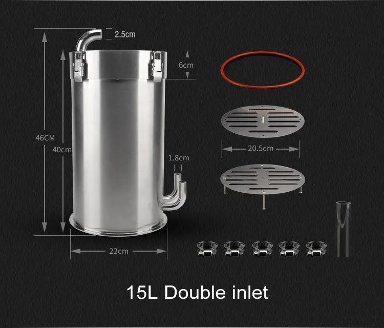 ADA Style External Aquarium Canister Stainless Steel Pro Canister Filter Fish Tank Filter Bucket Barrel Filter for Aquariums