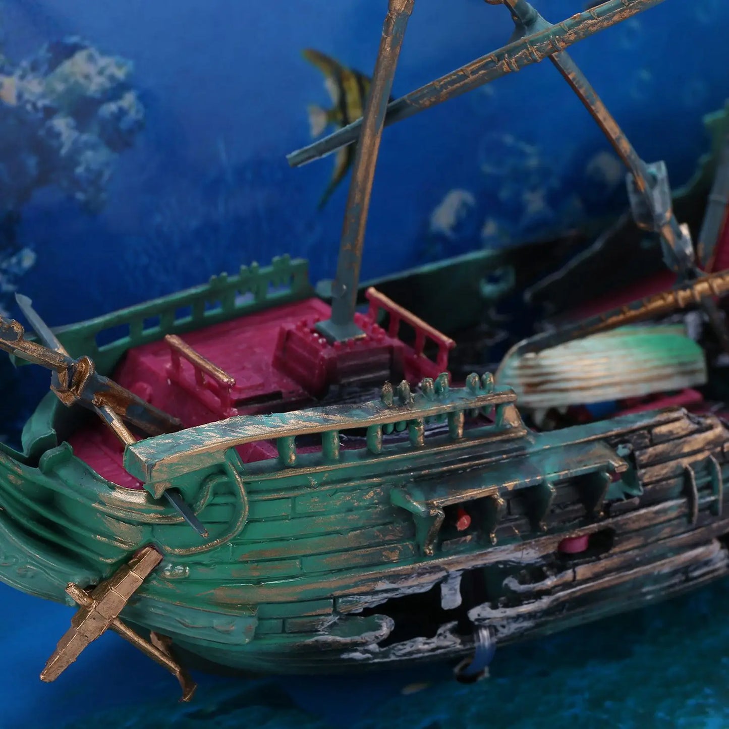 B62B-2X Large Aquarium Decoration Boat Plastic Aquarium Ship Air Split Shipwreck Fish Tank Decoration