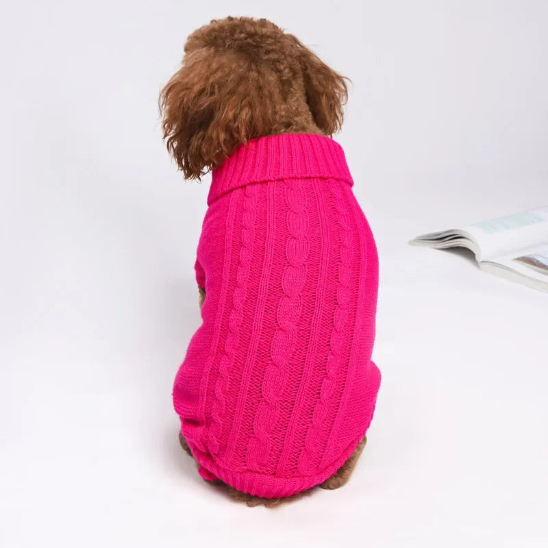 Knit Sweater Jumpsuit for Small Dogs, Monochromatic, Simple, Fashion, Warm, Thick, Pet Items, Winter
