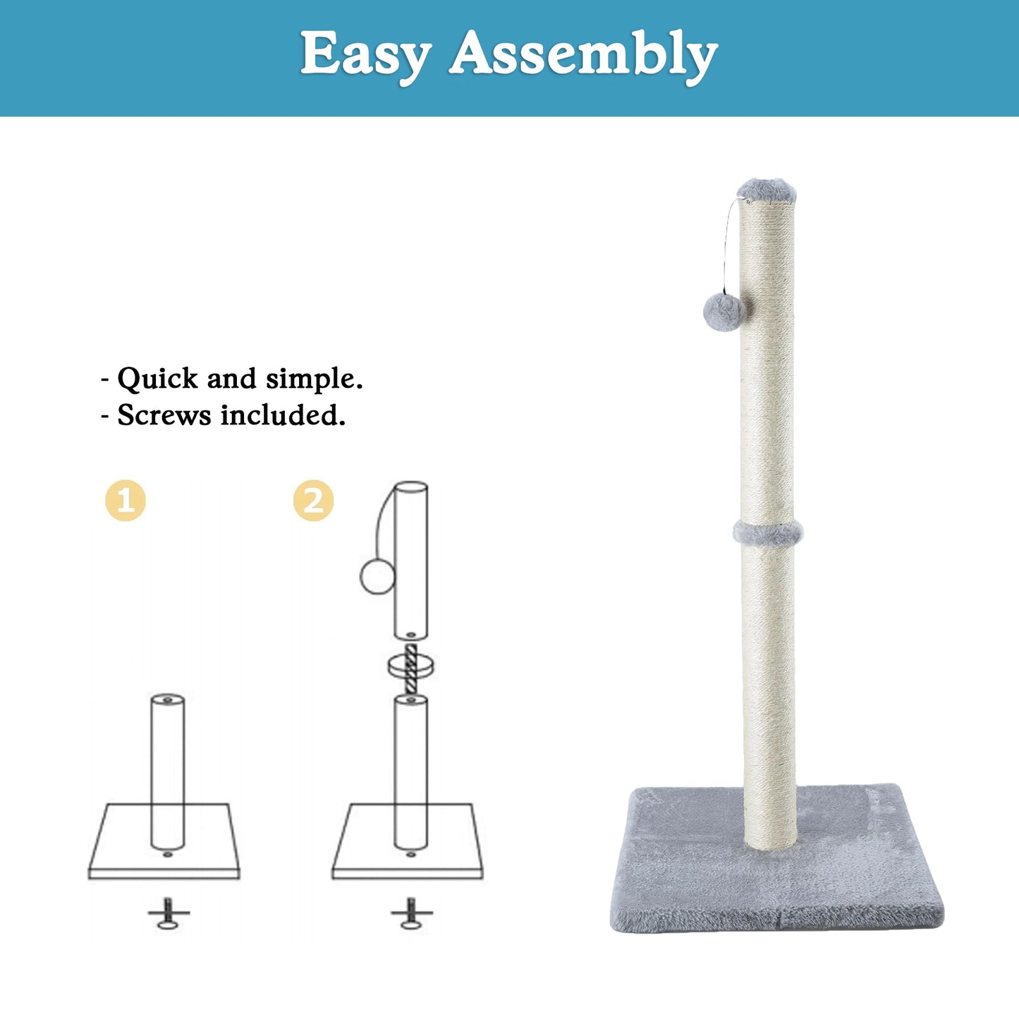 Tall Cat Scratching Posts For Indoor Cats And Kittens Cat Scratchers With Dangling Ball Vertical Scratcher With Premium Sisal