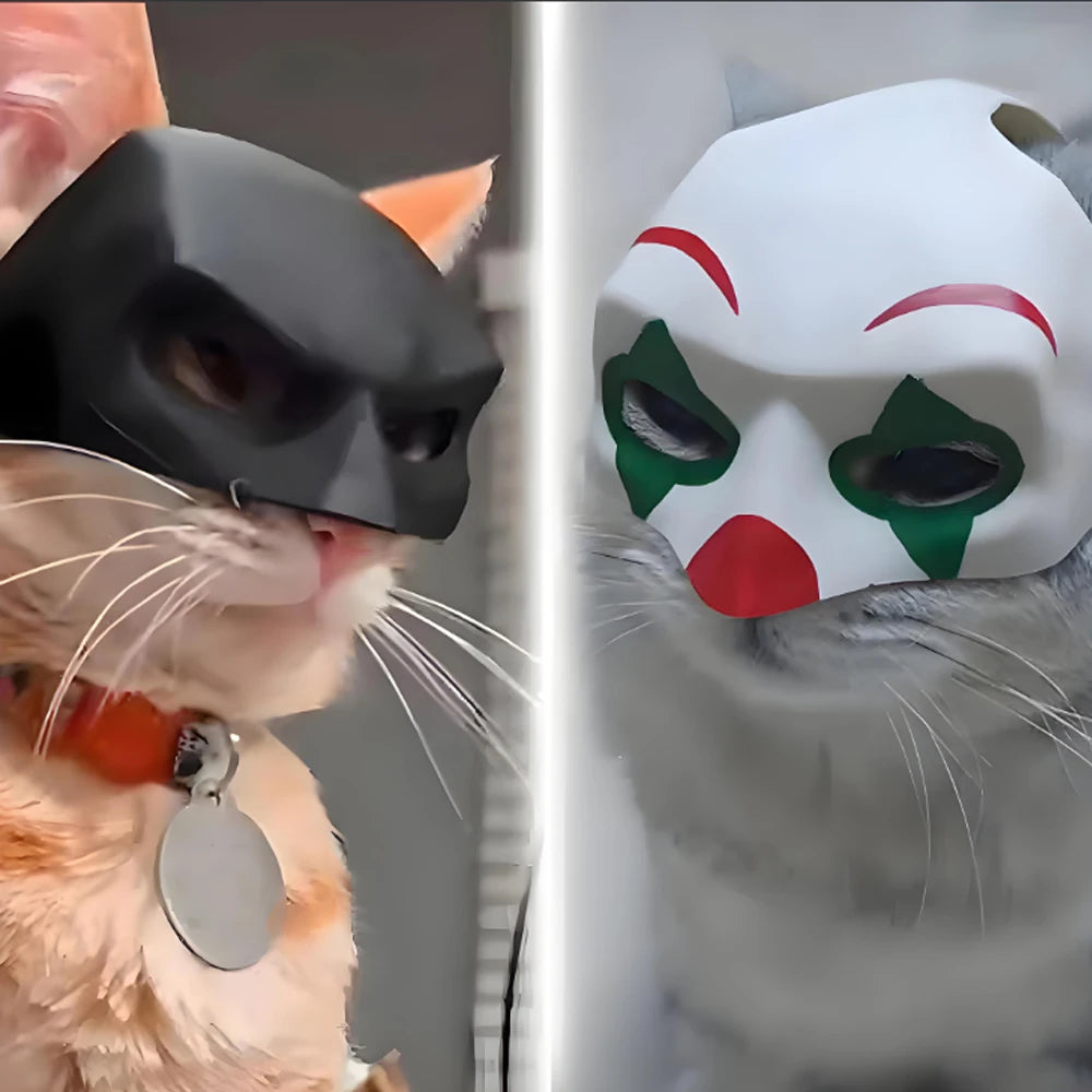 Halloween Cat Mask, Bat Cosplay Clown Pet Costume for Parties, Spooky Masquerade Prop, Stylish Black Half Face Mask Cat Accessory