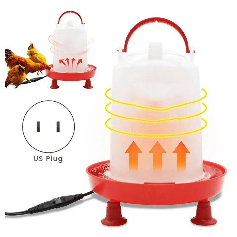Auto-Fill For Winter Heated Chicken Waterer 3L Heater With Leg Support, 35W Heating Poultry