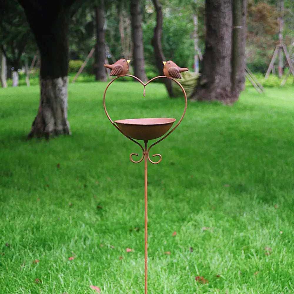 European Country Bird Feeder Ground Plug Bathing Tray Decorative Cast Bird Feeder Bird Bath for Outdoor Patio Courtyard