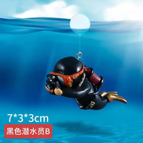 Fish Tank Decoration Luminous Green Mini Floating Diver Aquarium Ornaments Cute Small Floating Diver Aquarium Accessories