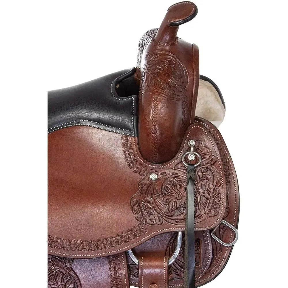 Premium Western Horse Saddle With Reinforced Tree And Breathable Seat For Cowgirl Riding Western Genuine Leather
