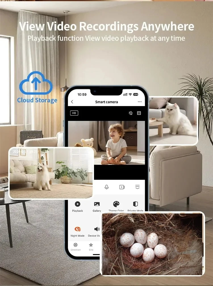 6MP 4MP POE 2K Tuya Mini Wireless WiFi IP Camera Bird Cage CIRCUT Night Vision Small Size Bird Nest Home Security CCTV Smart Life