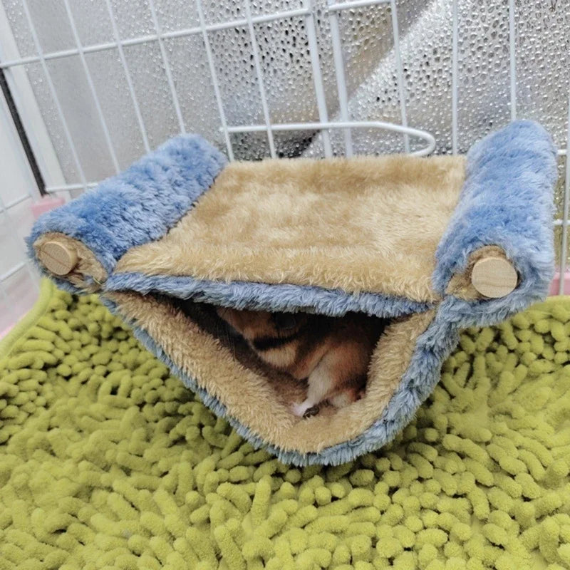 Guinea Pigs Warm Plush Hammock Nest Hamster Hanging Cotton Cave Hideaway Sugar Glider Sleeping Bed Small Animal Cage Accessories