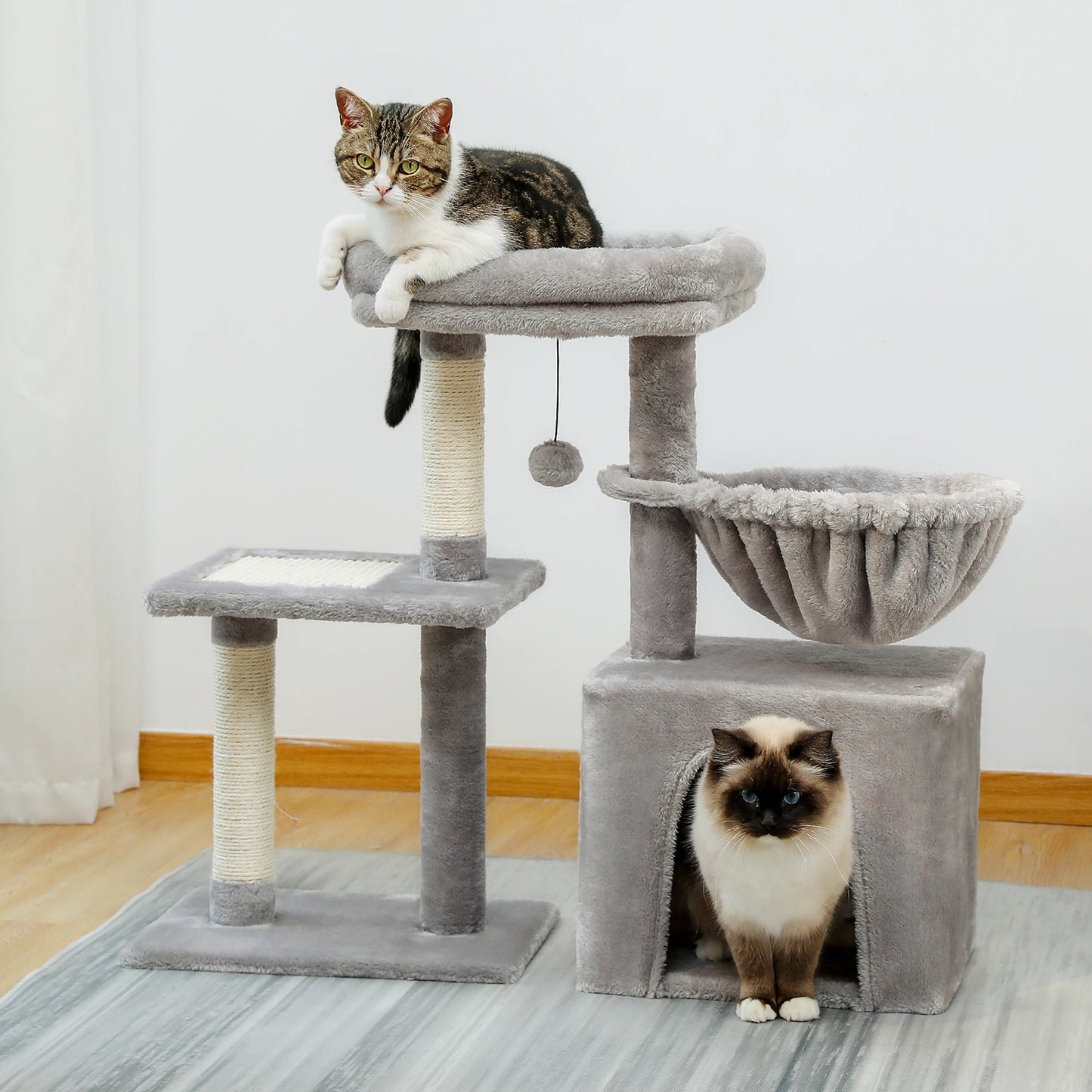Cat tree Cat Tower for Indoor Cats Cat Activity Tree with Cat Scratching Posts Big Hammock and Removable Top Perch