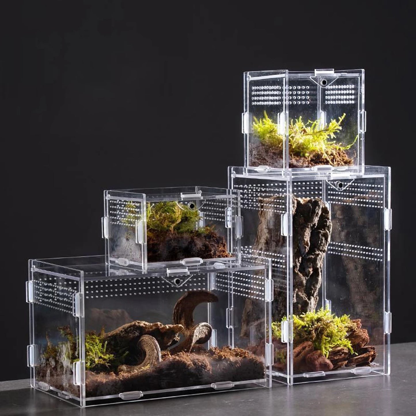 Acrylic Transparent Reptile Terrarium Breeding Box Turtle Cage Nano Arboreal Tarantula Bearded Dragon Reptiles Habitat