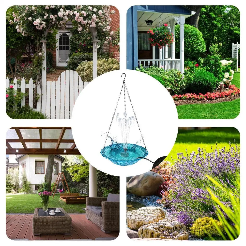 Bird Bath For Outside Hummingbird Hangable Food Feeder USB Charging Hangable Bird Feeder And Bath With Fountain Pump