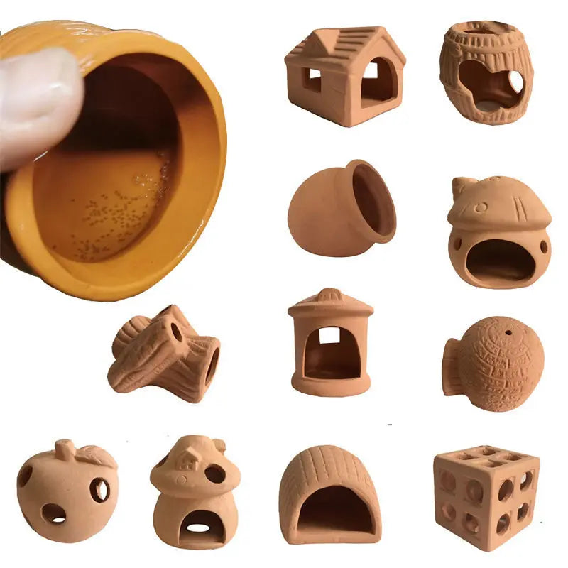 Clay Aquarium Decoration Fish Shrimp Play Hiding Cave Shelter Betta Fish Hideaway Breeding Container Fish Tank Accessories