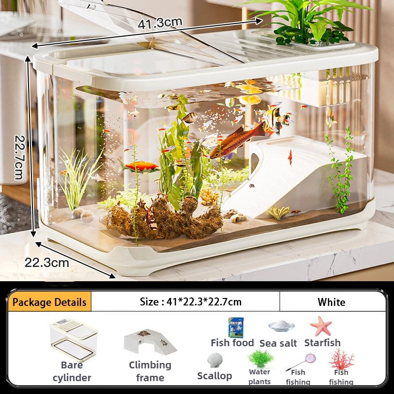 Aquarium Tank Plastic Turtle Terrariums Small Transparent Fish Incubator Box Desktop Fish Tanks Landscaping Display Boxes