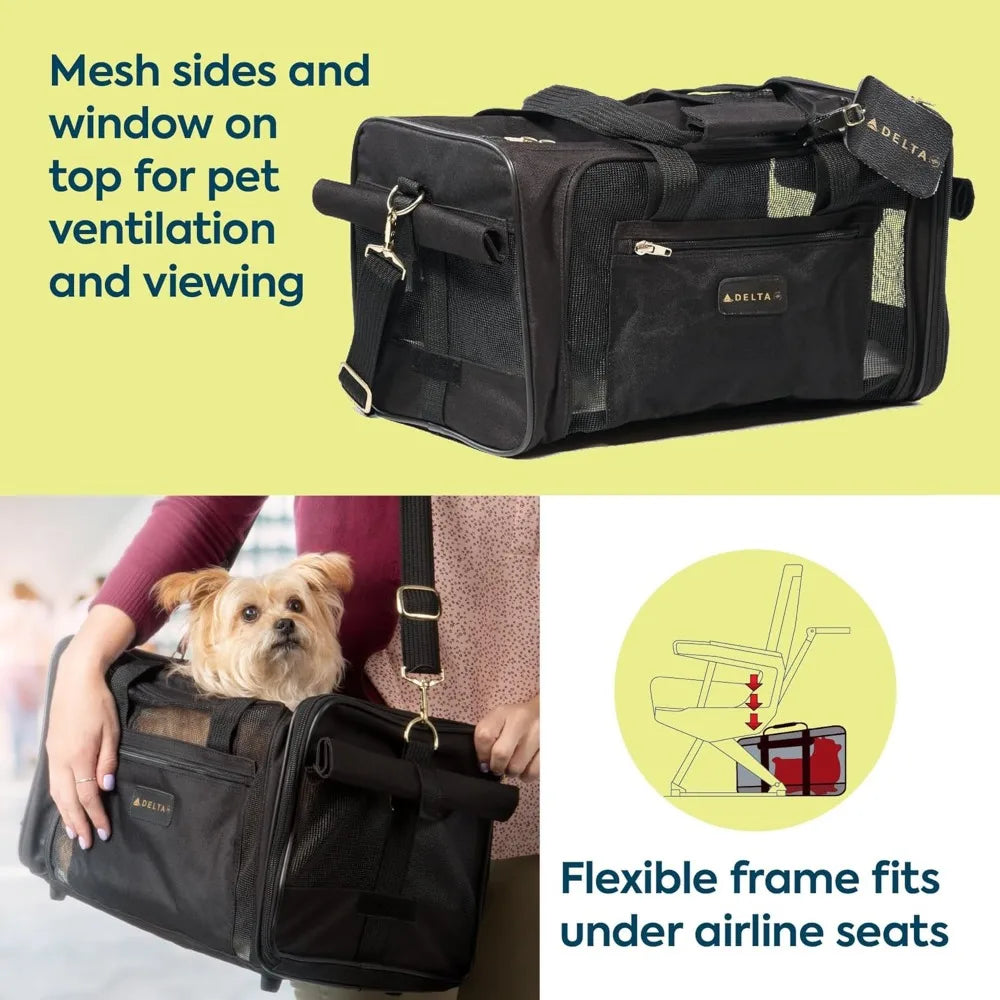Airline Approved Medium Pet Carrier, Black Sherpa Travel Bag for Dogs & Cats On Board