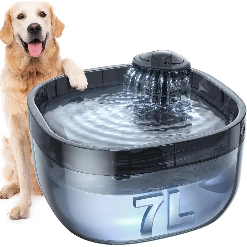 7L/1.8Gal Dog Water Fountain for Large Dog,  Dog Water Bowl Dispenser Pet Water Fountain