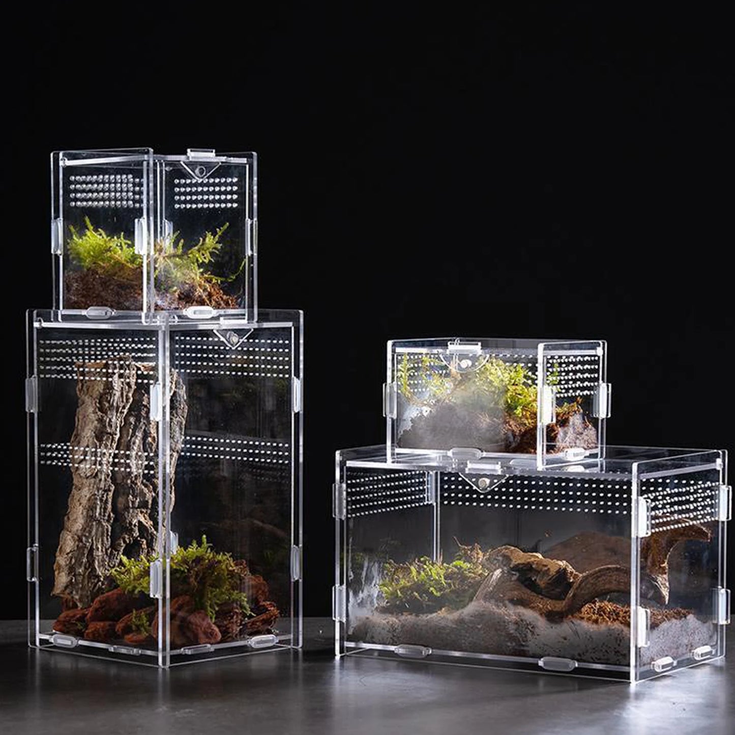 Acrylic Transparent Reptile Terrarium Breeding Box Turtle Cage Nano Arboreal Tarantula Bearded Dragon Reptiles Habitat