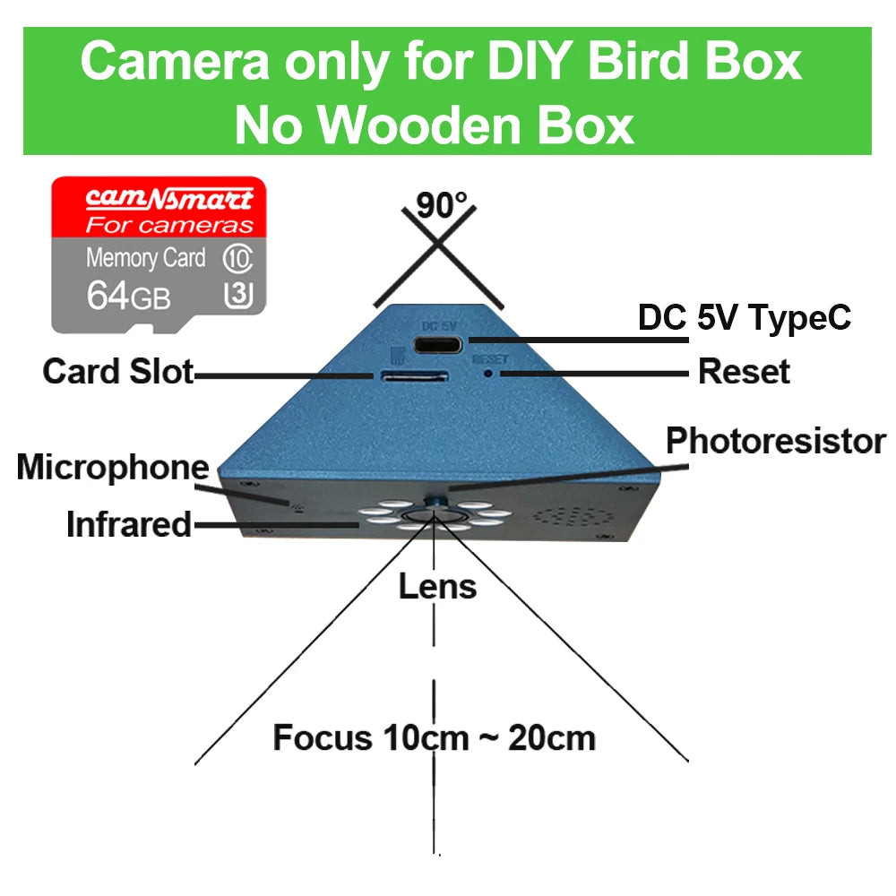 Tuya Smart Life WiFi HD Camera for Bird House Wireless APP Remote Live View Night Vision Plug-in Power Easy Install DIY Gift