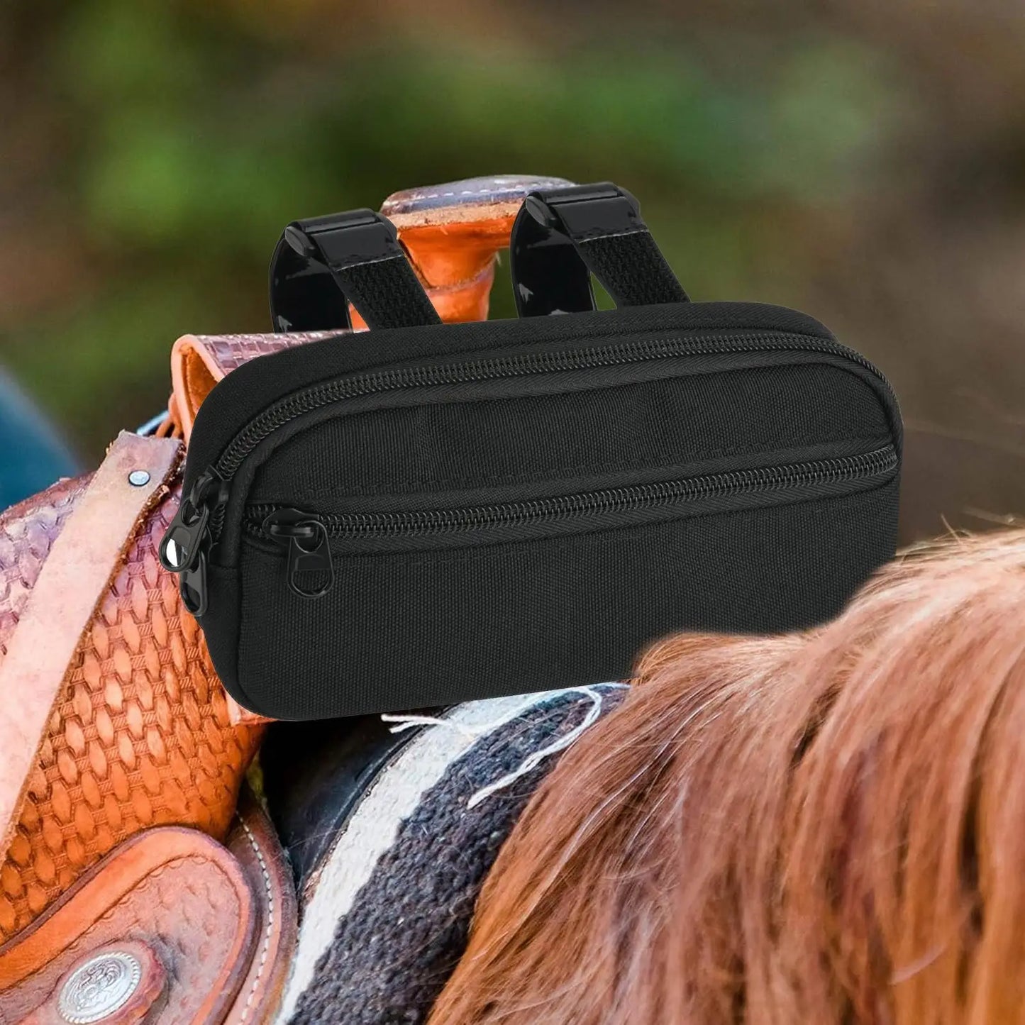 Horse Saddle Pouch Pommel Pocket Saddle Bag Zipper Closure Organizer Outdoor Quick-Access For Keys Cards Water Bottle Smartphone