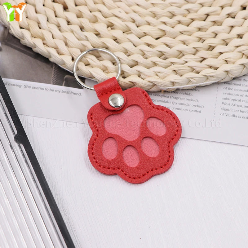 Leather Memorial Pet Hair Storage Bag Cat Paw Keychain Handmade Homemade Pet Memorial Keychain