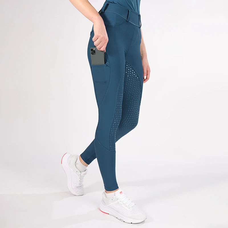 MXLLINA White Horse Riding Pants Women Equestrian Breeches Full Seat Silicone Competition Leggings Anti-pilling Sports Tights