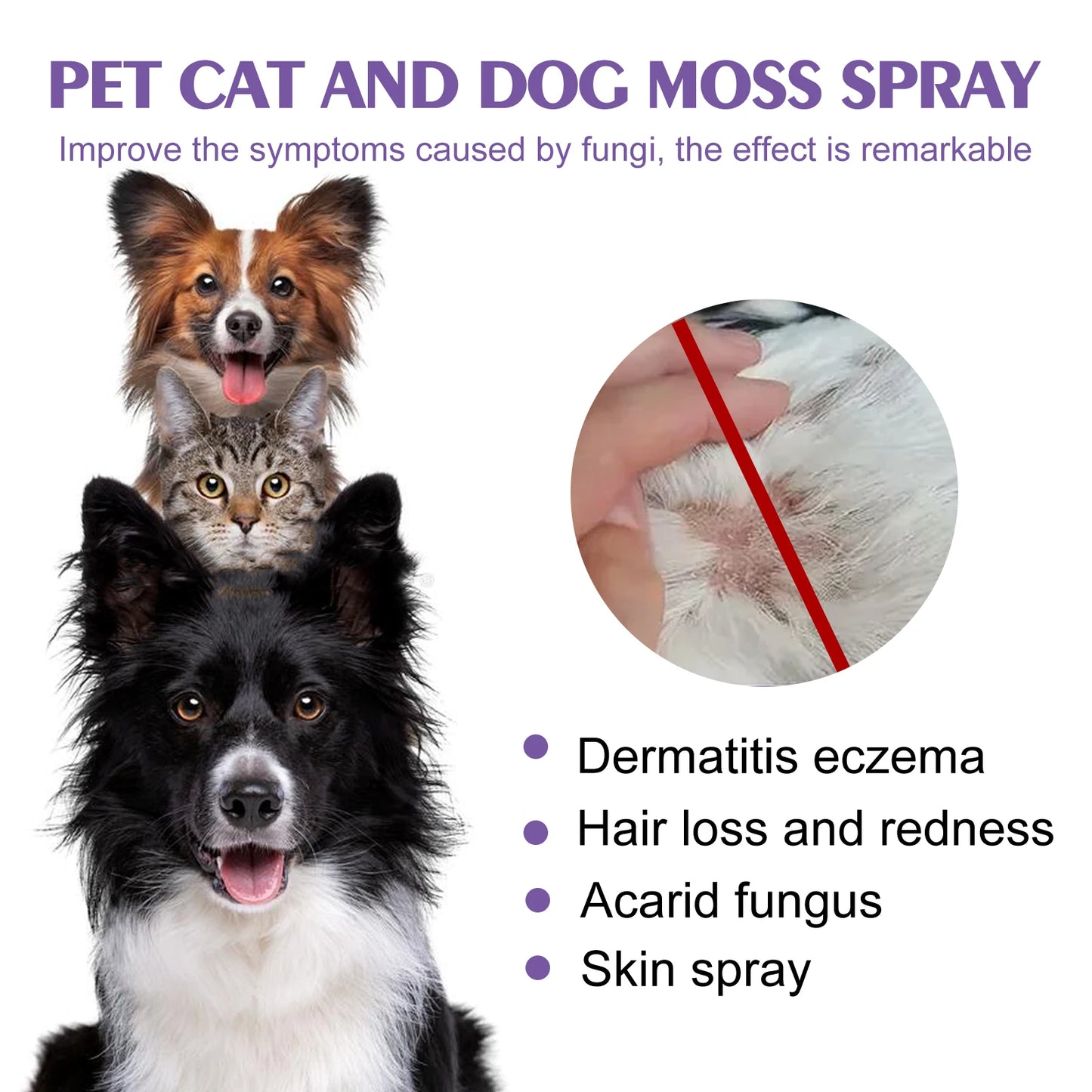Pet Skin Care Spray Flea Lice Insect Killer Spray For Dog Cat Puppy Kitten Soothe Itching Remove Mites Eliminator 60ml