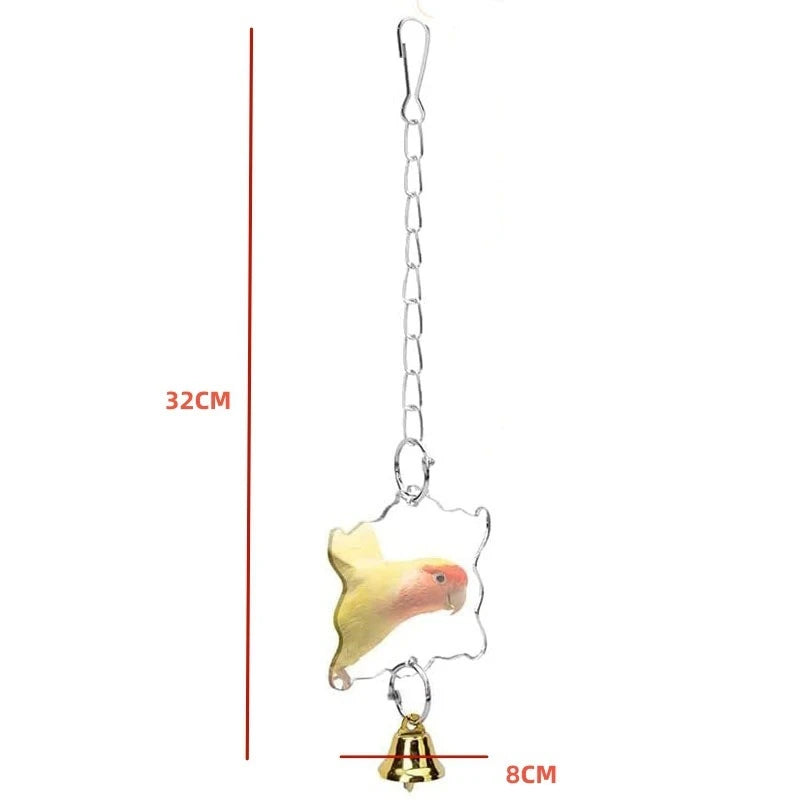 Bird and Parrot Toys Swing Bird Cage Decoration Mirror Staircase Wind Chimes Bird Accessories Toys for Birds