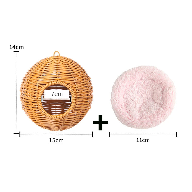 Bird Nest Fake Grass Handwoven Bird Cage House Parrot Canary Lovebird Parakeet Cockatiel Hatching Bird Hut