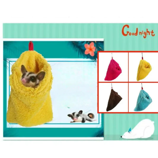 1pc Winter Warm Short Plush Bird Hamster Sugar Glider Hammock Baby Squirrel Hanging Sleeping Bag Bed Small Pet Supply