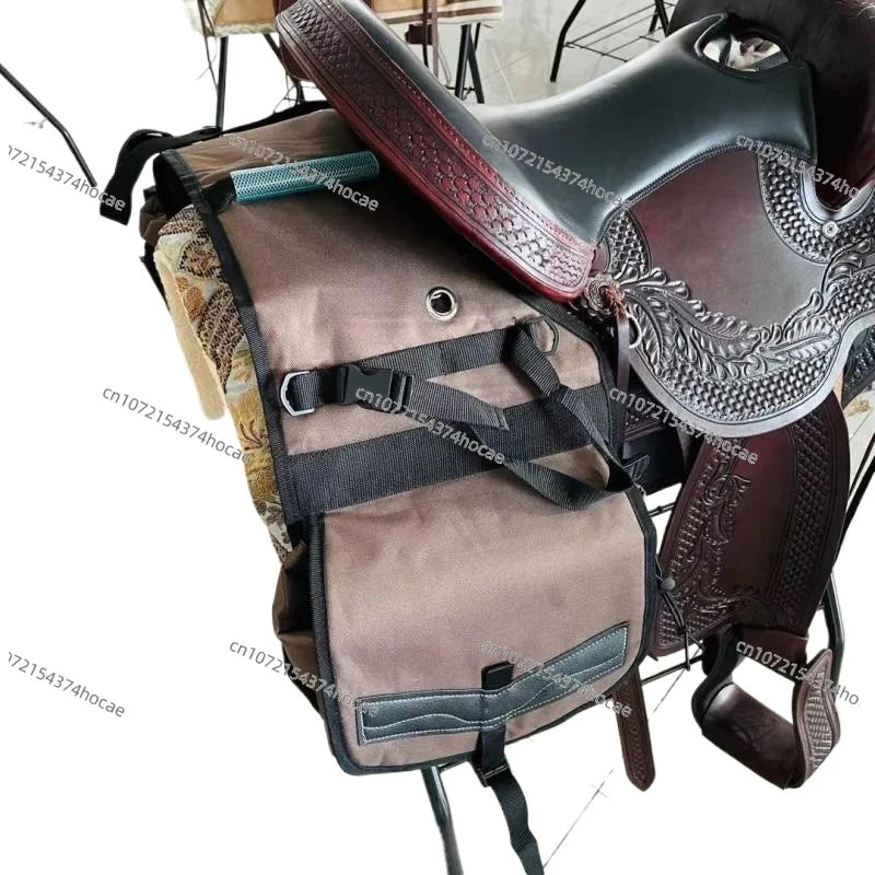 Western Saddle Bag Wild Riding Saddle Equestrian Supplies Bag Saddle Accessories Storage Bag Horse Backpack