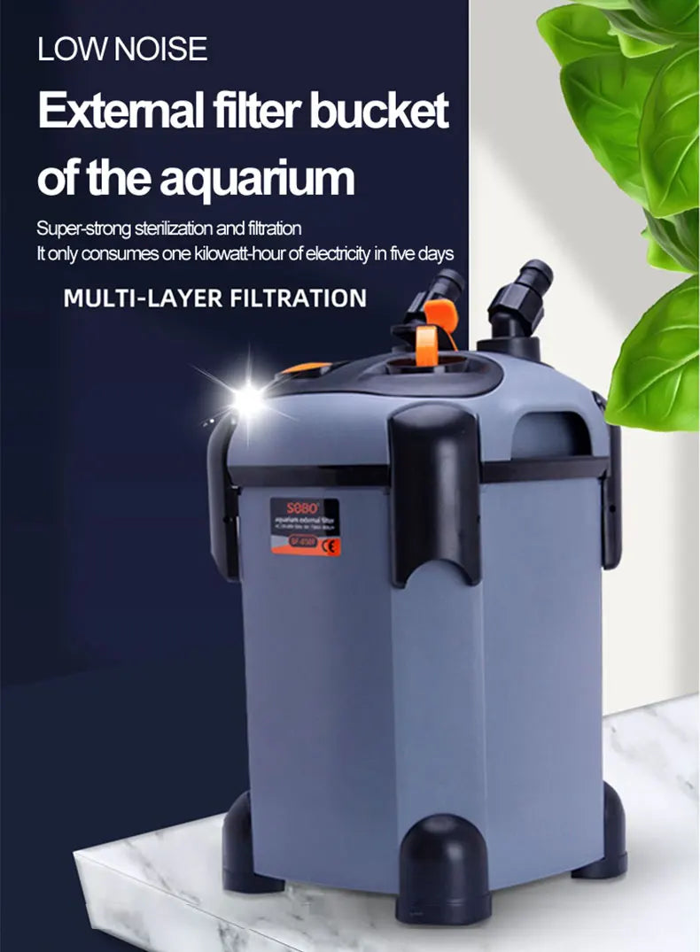 External Filter Bucket for Fish Tank 3 in 1 Water Purification Silent Circulation Pump High Efficiency Aquarium Cleaning Tool