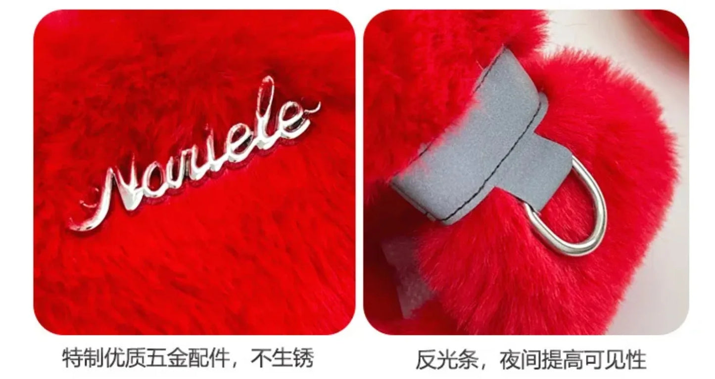 Fashion Pet Rabbit Fur Plush Pet Traction Set Warm Thick Pet Dog Cat Walking Dog Outdoor Teddy Plush Traction Rope Chest Harness