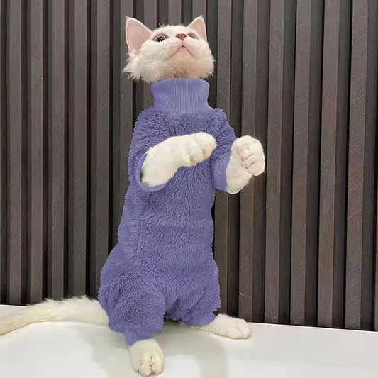 Hairless Cat Clothes Thickened Four-legged Sphynx Cat Autumn and Winter Clothes Devon Rex Clothes Kitten Clothes
