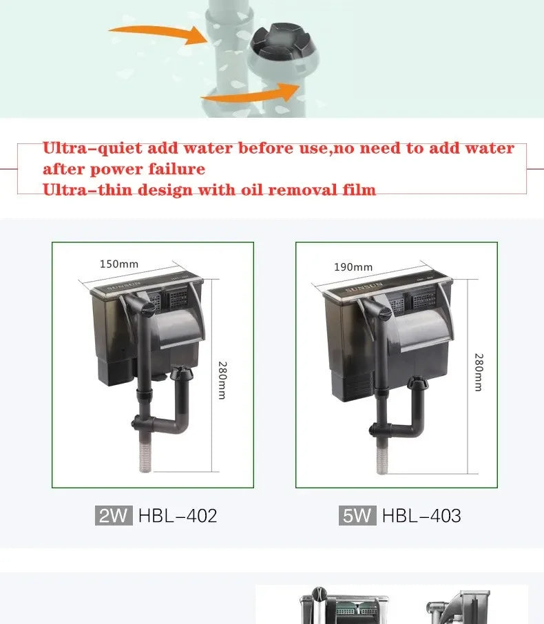 Aquarium Filter External Hanging Filter Pump Fish Tank Water Pump Waterfall Maker Water Circulation Filter Aquarium Accessories