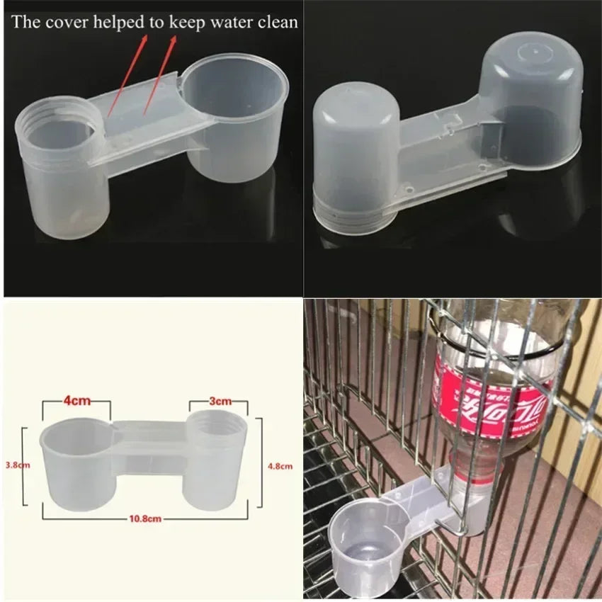 Plastic Pet Bird Drinker Feeder Water Bottle Cup Chicken Pigeon Parrot Hamster Cat Double Nozzle Water Guide For Family Garden