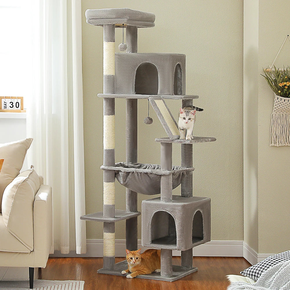 Large Cat Tree Tower Home Furniture Cat Tower Pets Hammock Sisal Cat Scratching Post Climbing Frame Spacious Perch