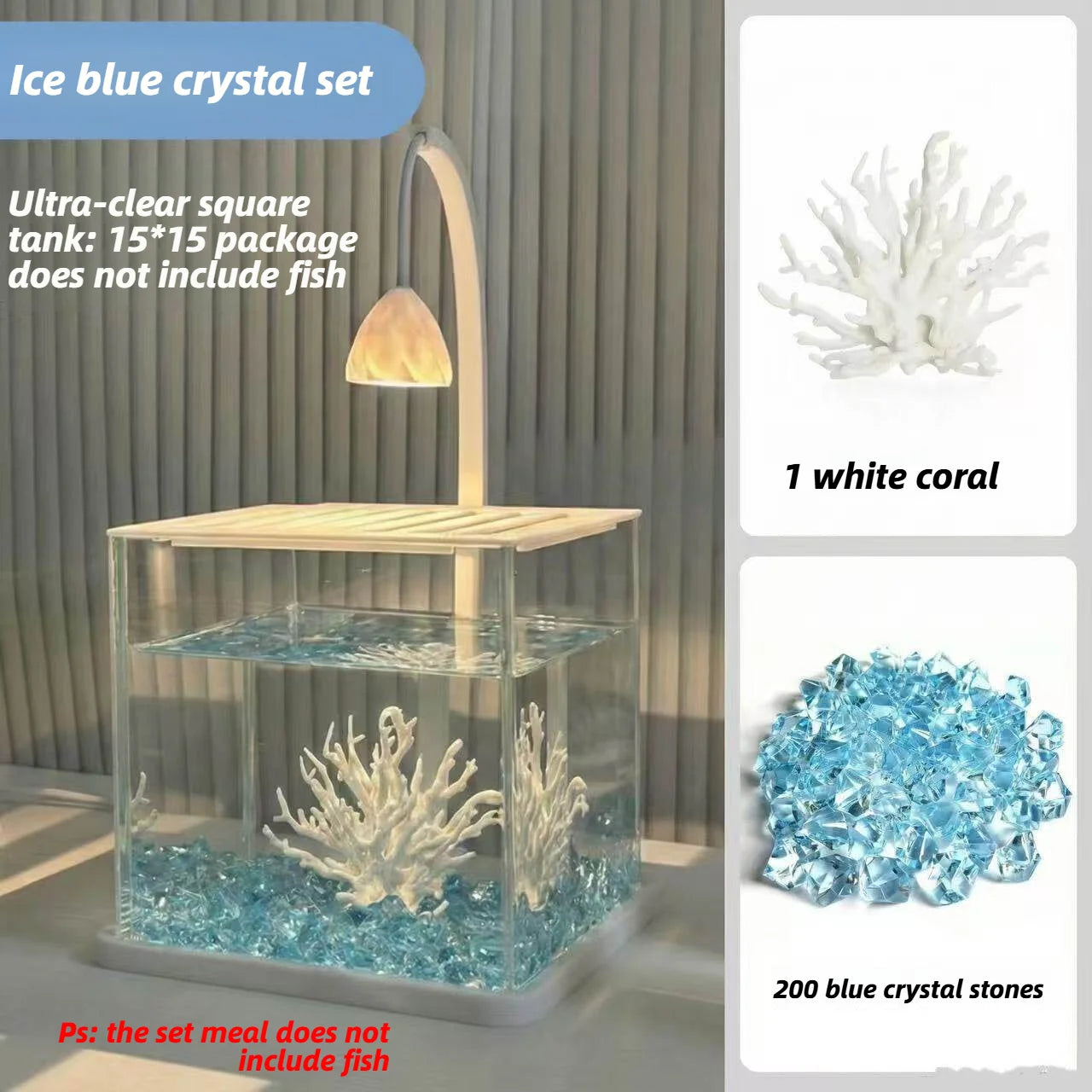 Acrylic Fish Tank Ice Crystal Landscape Desktop Creative Ecological Fighting Fish Tank Complete Set Of Landscape Fish Tank Small