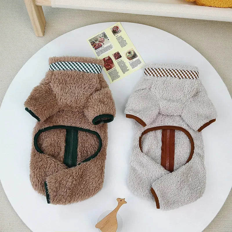 Towable Pet Jumpsuit with Buckle Winter Warm Puppy Dog Suit Clothes for Small Dogs Yorkshire Shih Tzu Overalls Clothing