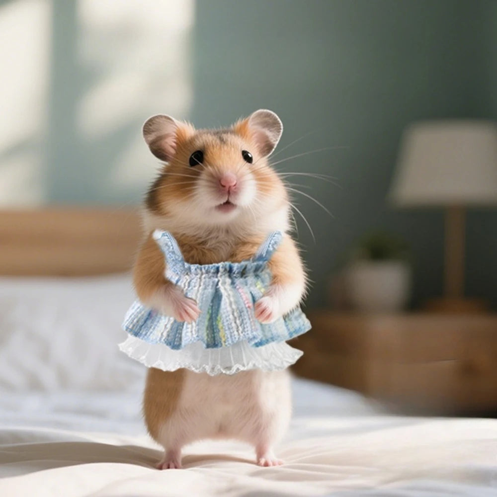 Lovely Handmade Mini Dress Princess Skirt Bow Coat for Small Pets Soft Coat for Ferrets Hamsters Guinea Pigs