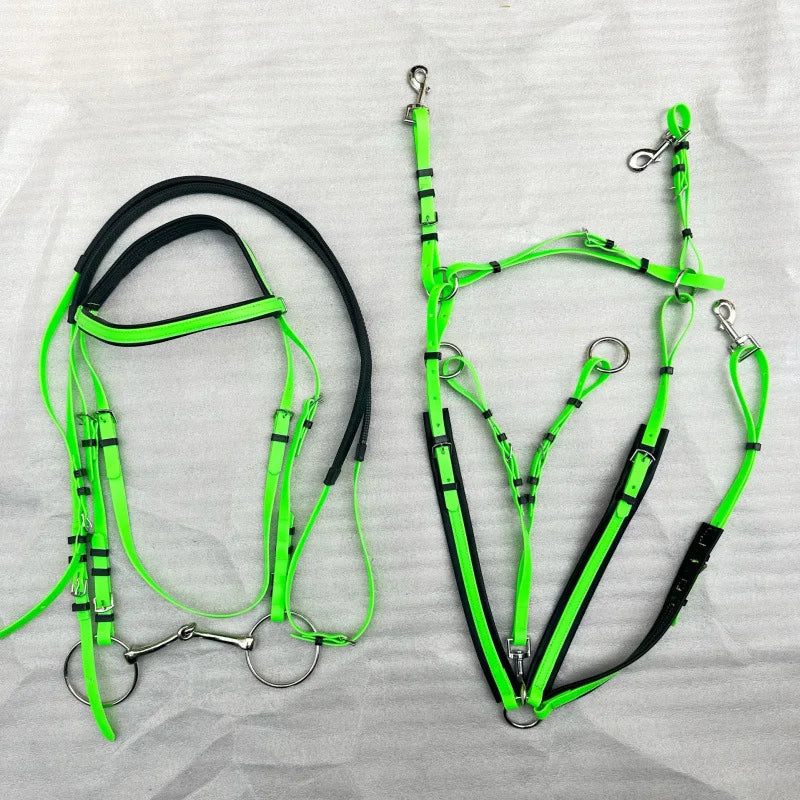 Endurance Marathon Stainless Steel Horse Bridle PVC Padded Nose Band Brow Band Reins A variety of Colors Riding Equestrian